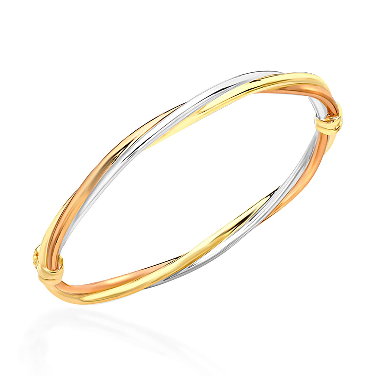 Hatton Garden Close Out- 9K Yellow, Rose and White Gold Twist Bangle (Size 7.25),  Gold wt. 6.70 Gms