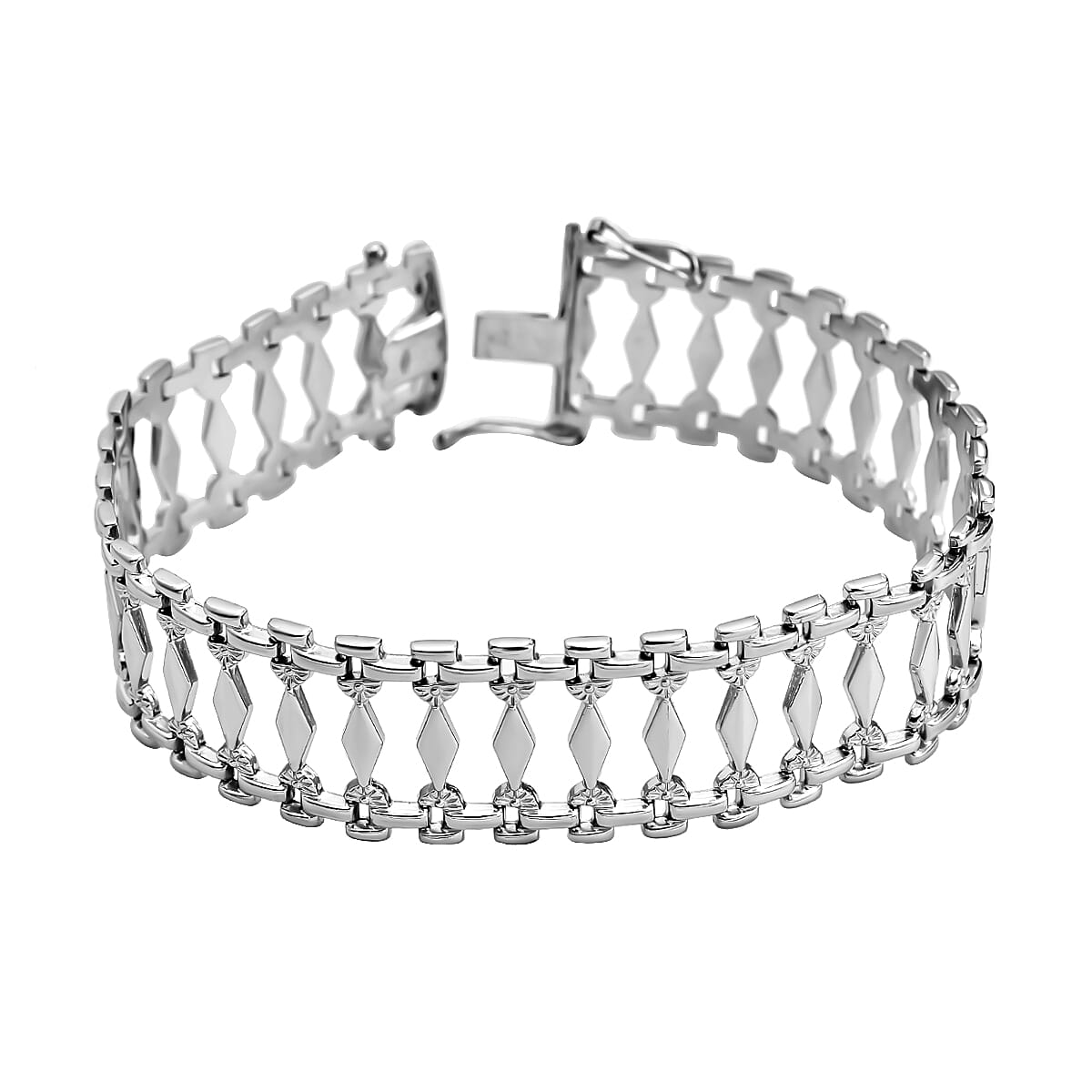 Hatton Garden Close Out Deal- 9K White Gold Cleopatra Bracelet (Size 7.5) with Box Clasp, Gold Wt. 10.24 Gms