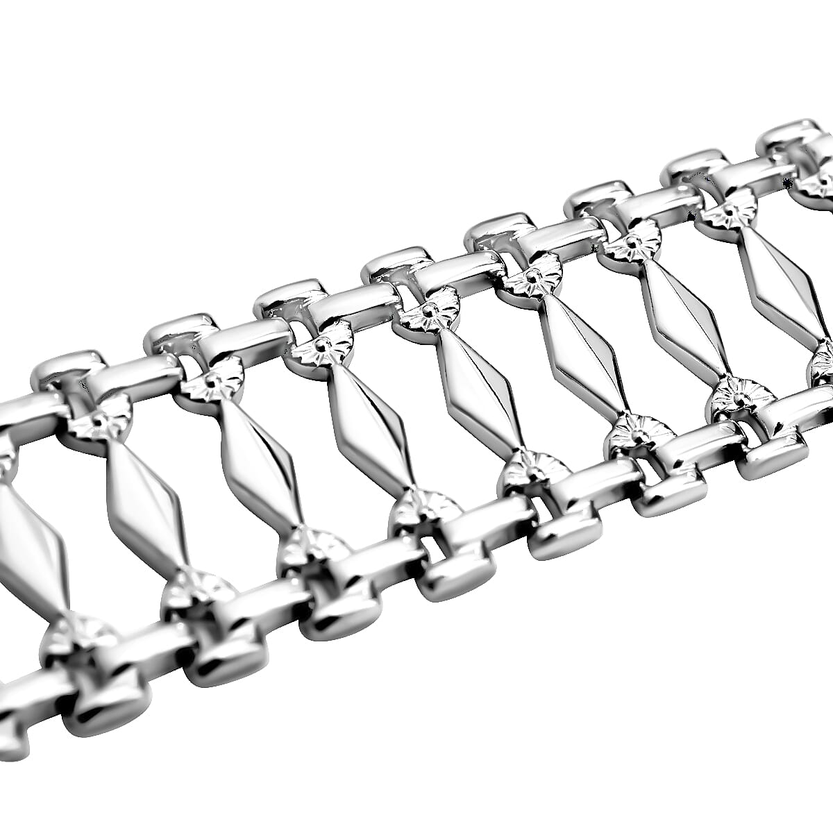 Hatton Garden Close Out Deal- 9K White Gold Cleopatra Bracelet (Size 7.5) with Box Clasp, Gold Wt. 10.24 Gms