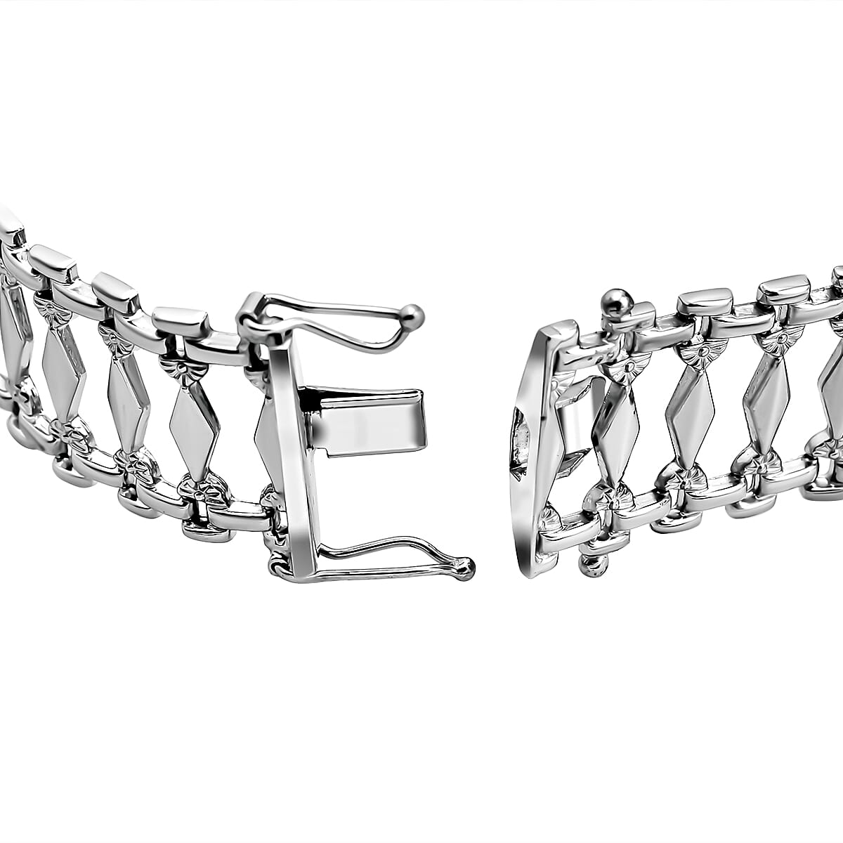 Hatton Garden Close Out Deal- 9K White Gold Cleopatra Bracelet (Size 7.5) with Box Clasp, Gold Wt. 10.24 Gms