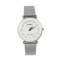 JOWISSA - Facet Swiss Water Resistant White Dial Bracelet Watch with Star Cut and Stainless Steel Mesh Style Strap
