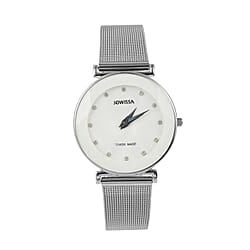 Jowissa - Facet Swiss Water Resistant White Dial Bracelet Watch with Star Cut and Stainless Steel Mesh Style Strap
