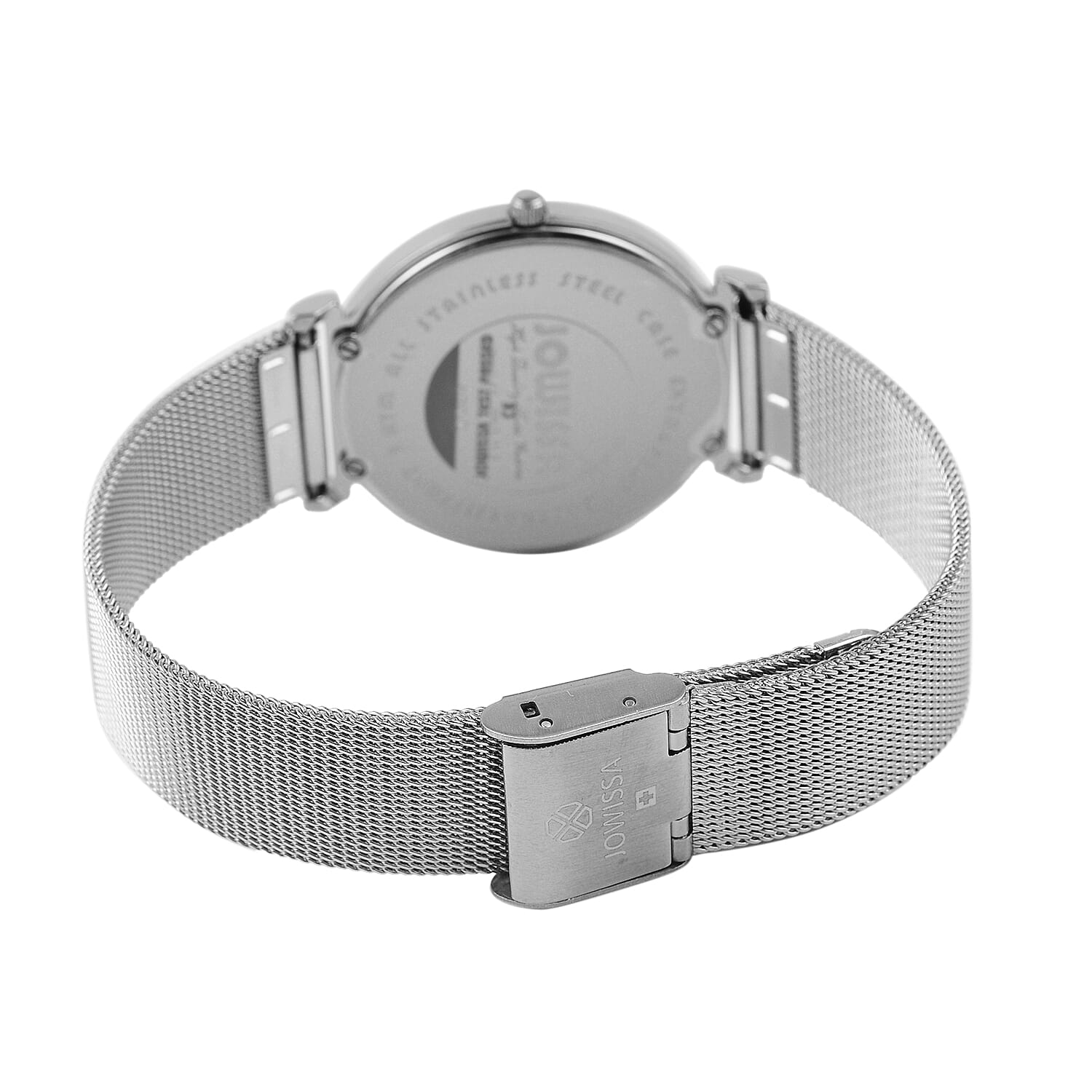 Jowissa - Facet Swiss Water Resistant White Dial Bracelet Watch with Star Cut and Stainless Steel Mesh Style Strap