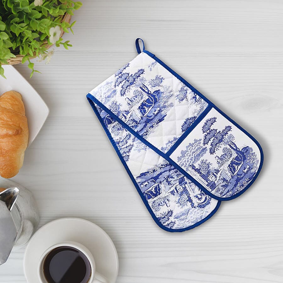 Pimpernel Blue and White Italian Double Oven Glove (Size 88x18.5cm)
