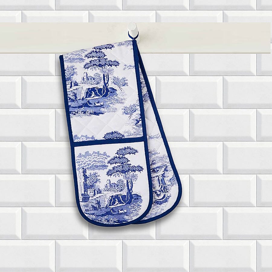 Pimpernel Blue and White Italian Double Oven Glove (Size 88x18.5cm)