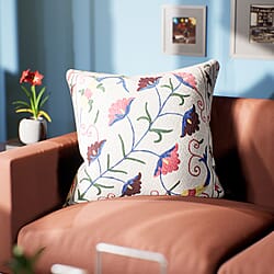 Assots London Hand Made 100% Cotton Embroidered Cushion Cover (Size 45x45cm) - Pink & Wine