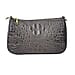 Genuine Leather Crocodile Skin Pattern Hobo Bag with Handel and Shoulder Strap - Dark Grey