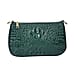 Genuine Leather Crocodile Skin Pattern Hobo Bag with Handel and Shoulder Strap - Green