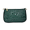 Genuine Leather Crocodile Skin Pattern Hobo Bag with Handel and Shoulder Strap - Green