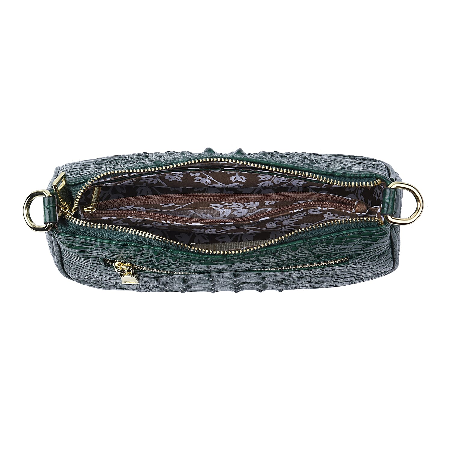 100% Genuine Leather Crocodile Skin Pattern Hobo Bag with Handle and Shoulder Strap (Size 26x15x10 Cm) - Green