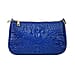 Genuine Leather Crocodile Skin Pattern Hobo Bag with Handel and Shoulder Strap - Navy