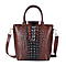 Genuine Leather Crocodile Skin Pattern Convertible Bag with Handel and Shoulder Strap  - Black