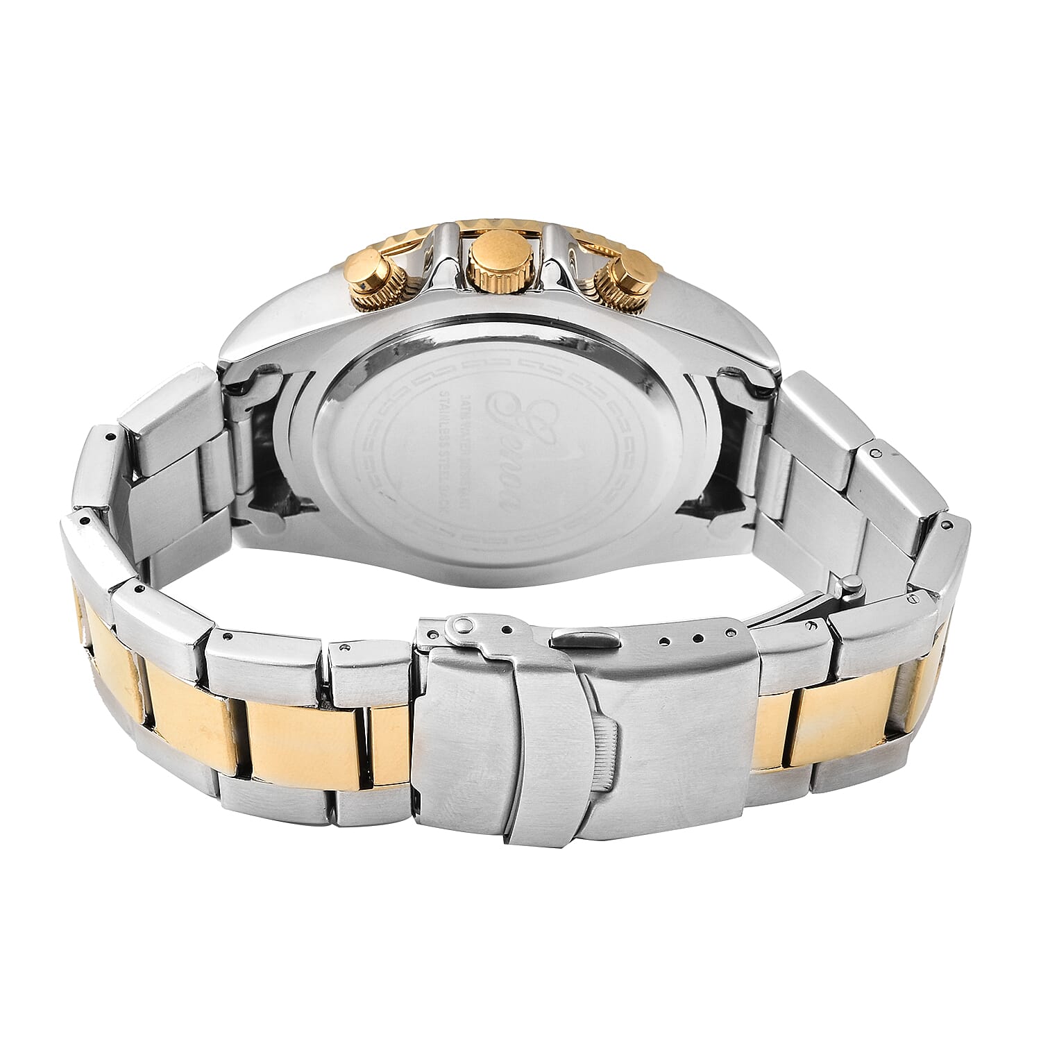 GENOA Simulated Rainbow Sapphire Studded 3 ATM Water Resistant Watch in Two Tone