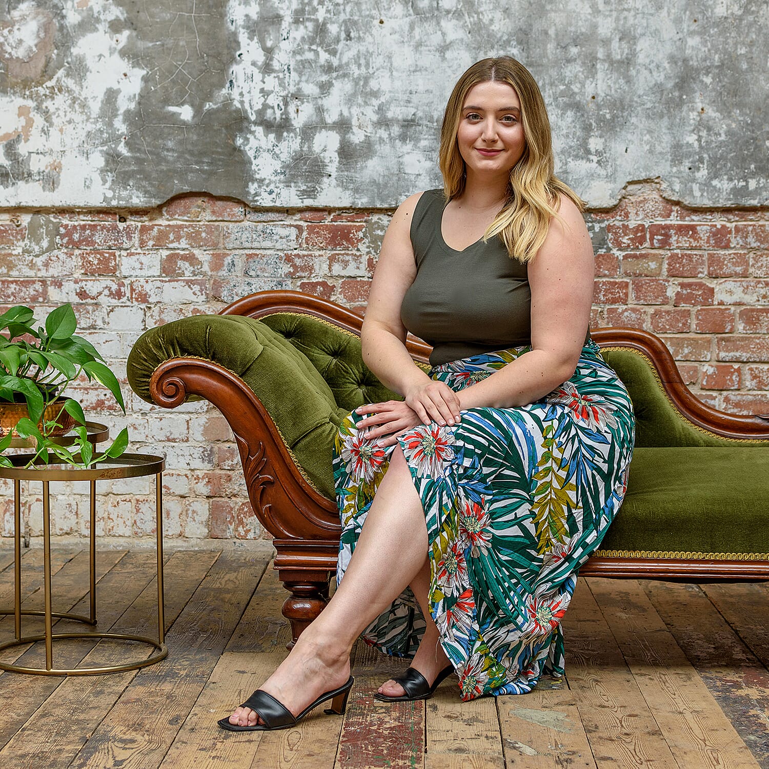 TAMSY 100% Rayon Floral Printed Wrap Skirt One Size, (Fits 8-16) - Light Blue & Multi