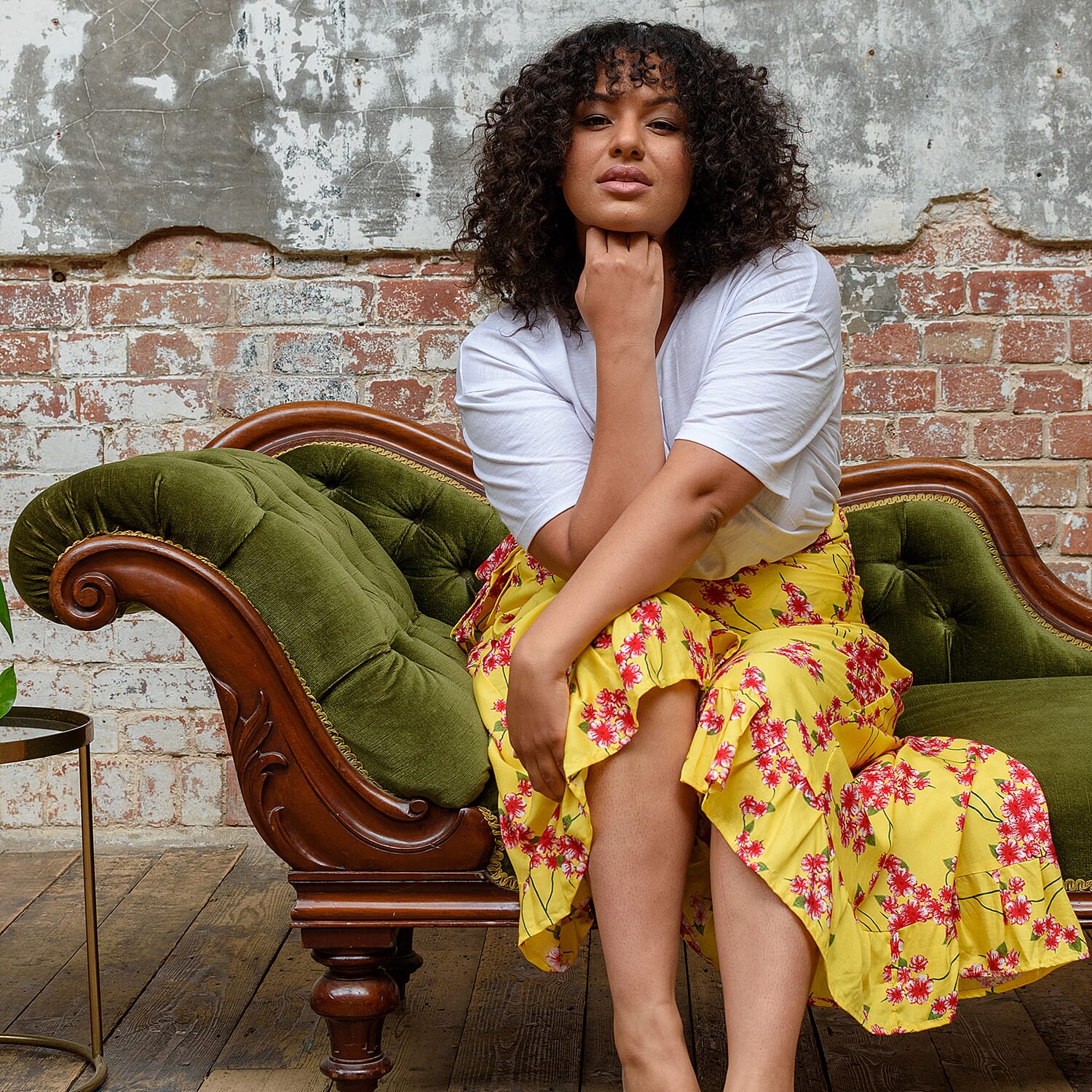 TAMSY 100% Rayon Floral Printed Wrap Skirt One Size, (Fits 8-16) - Light Blue & Multi