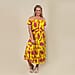 LA MAREY 100% Rayon Floral Printed Maxi Dress (Size - M) - Yellow