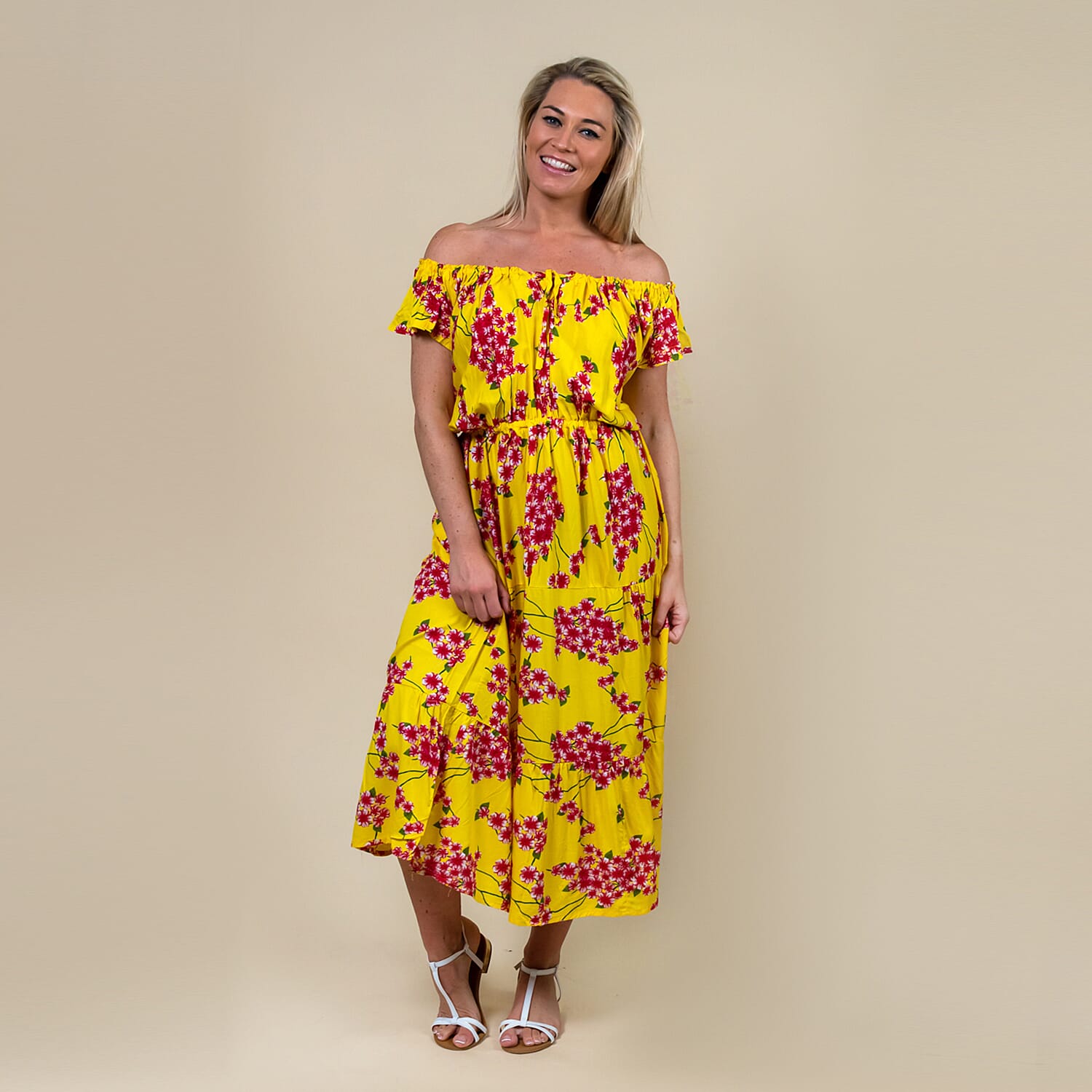 LA MAREY Rayon Floral Printed Maxi Dress - Black