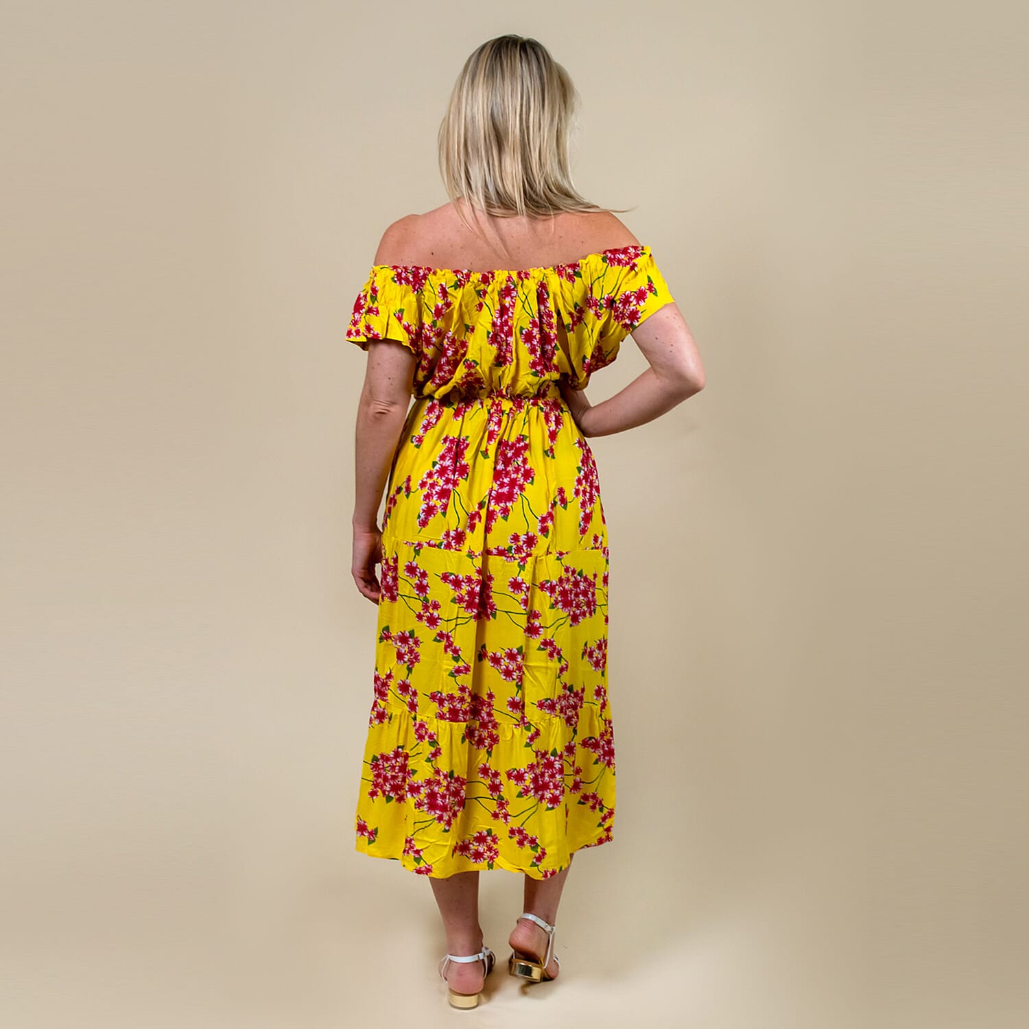 LA MAREY Rayon Floral Printed Maxi Dress - Black