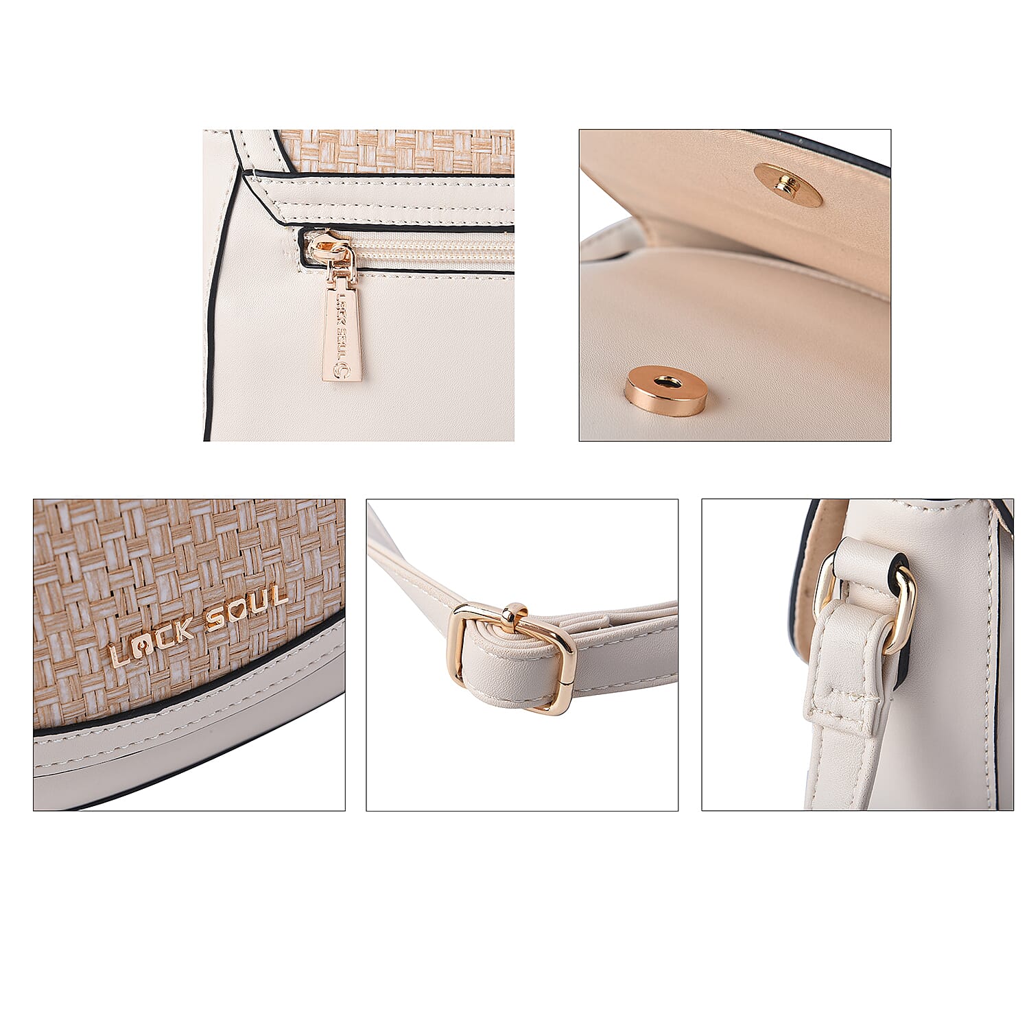 Lock Soul Faux Leather Convertible Bag - Beige