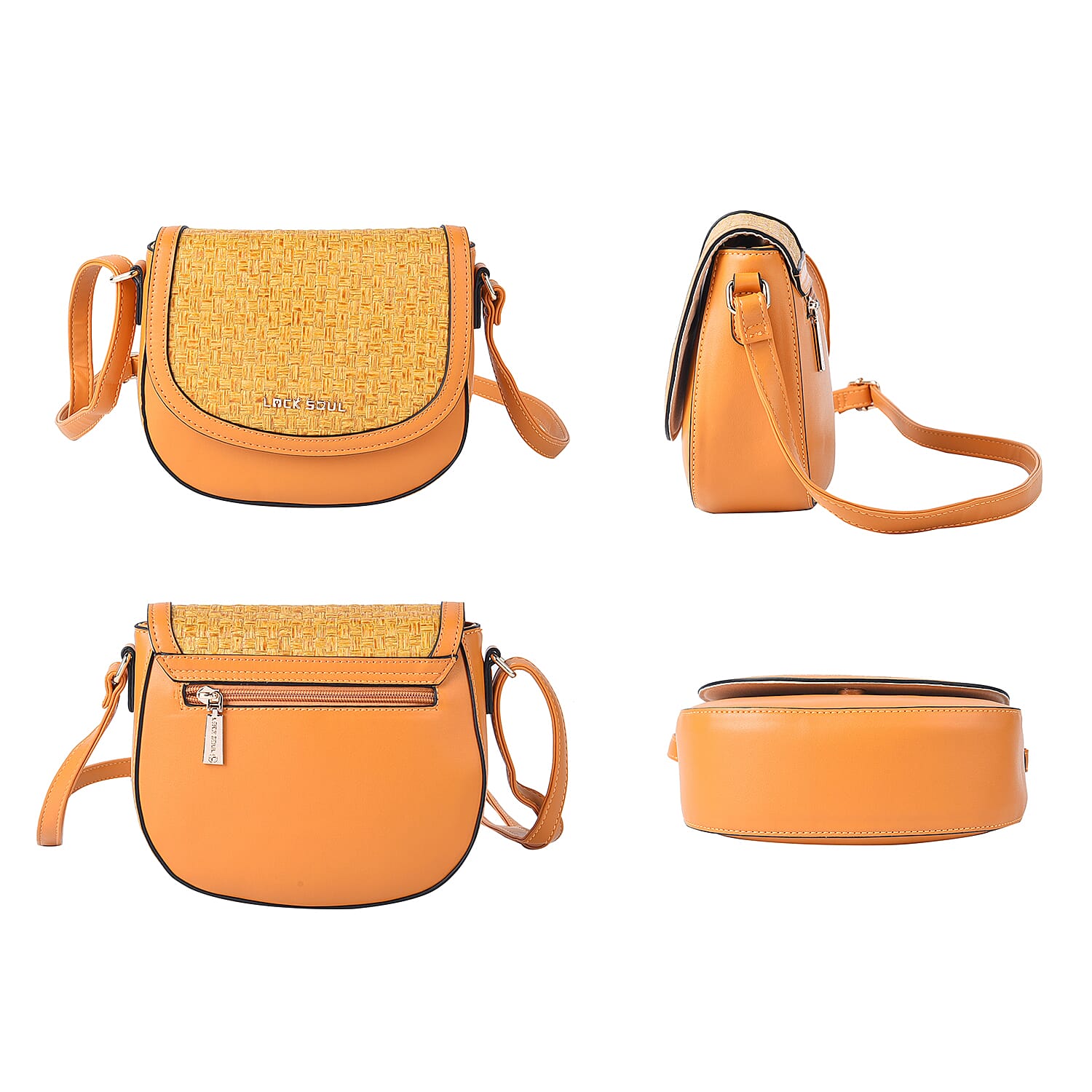 LOCK SOUL Weave Pattern Crossbody Bag with Shoulder Strap (Size 20x16x7Cm) - Orange