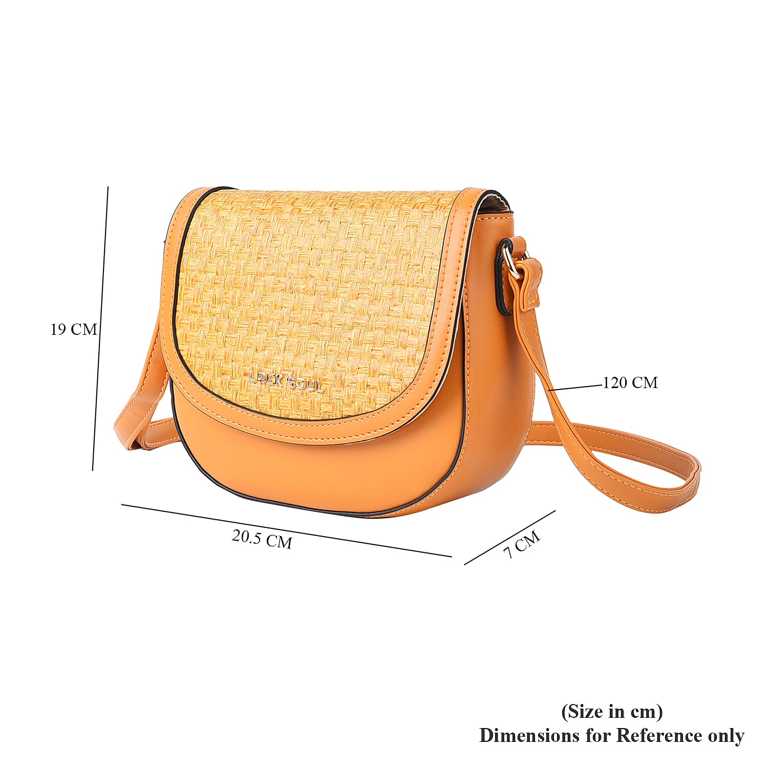 LOCK SOUL Weave Pattern Crossbody Bag with Shoulder Strap (Size 20x16x7Cm) - Orange