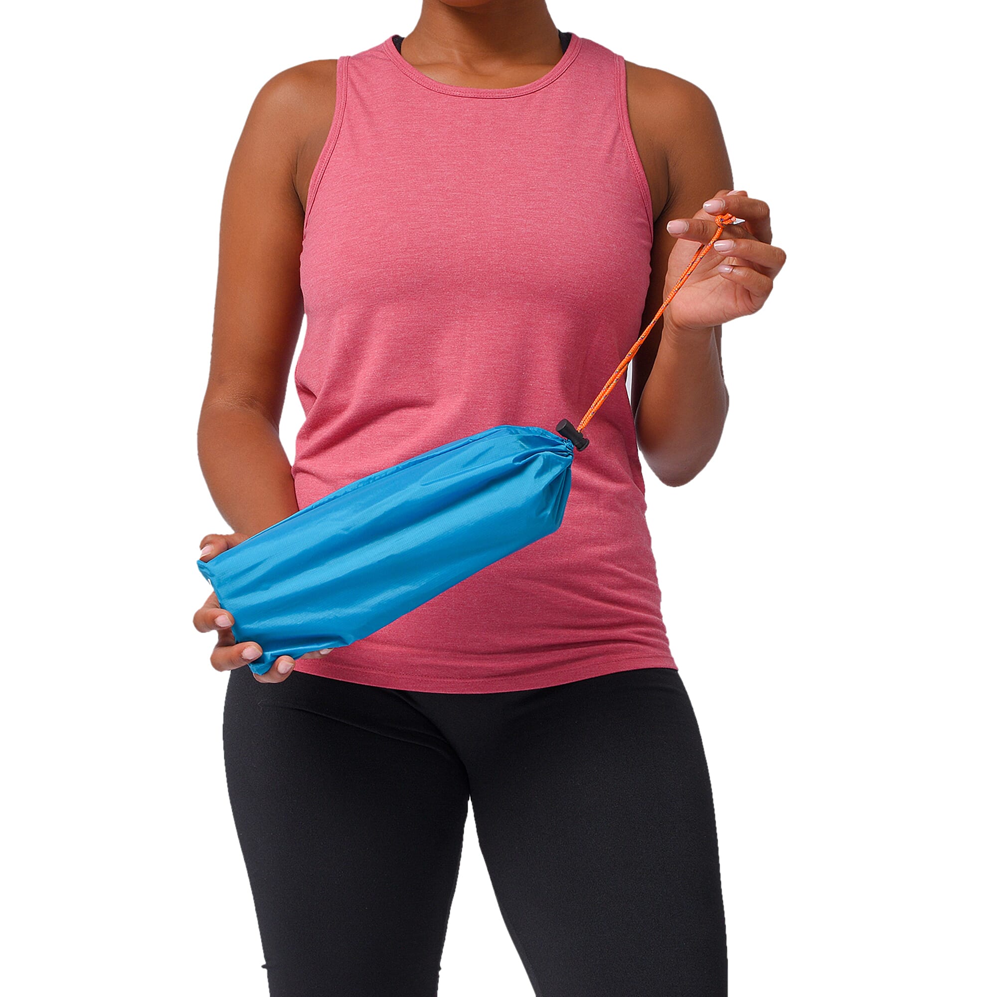 Embossed Checker Pattern Inflating Camping Sleeping Mat (Size 190x60cm) - Blue