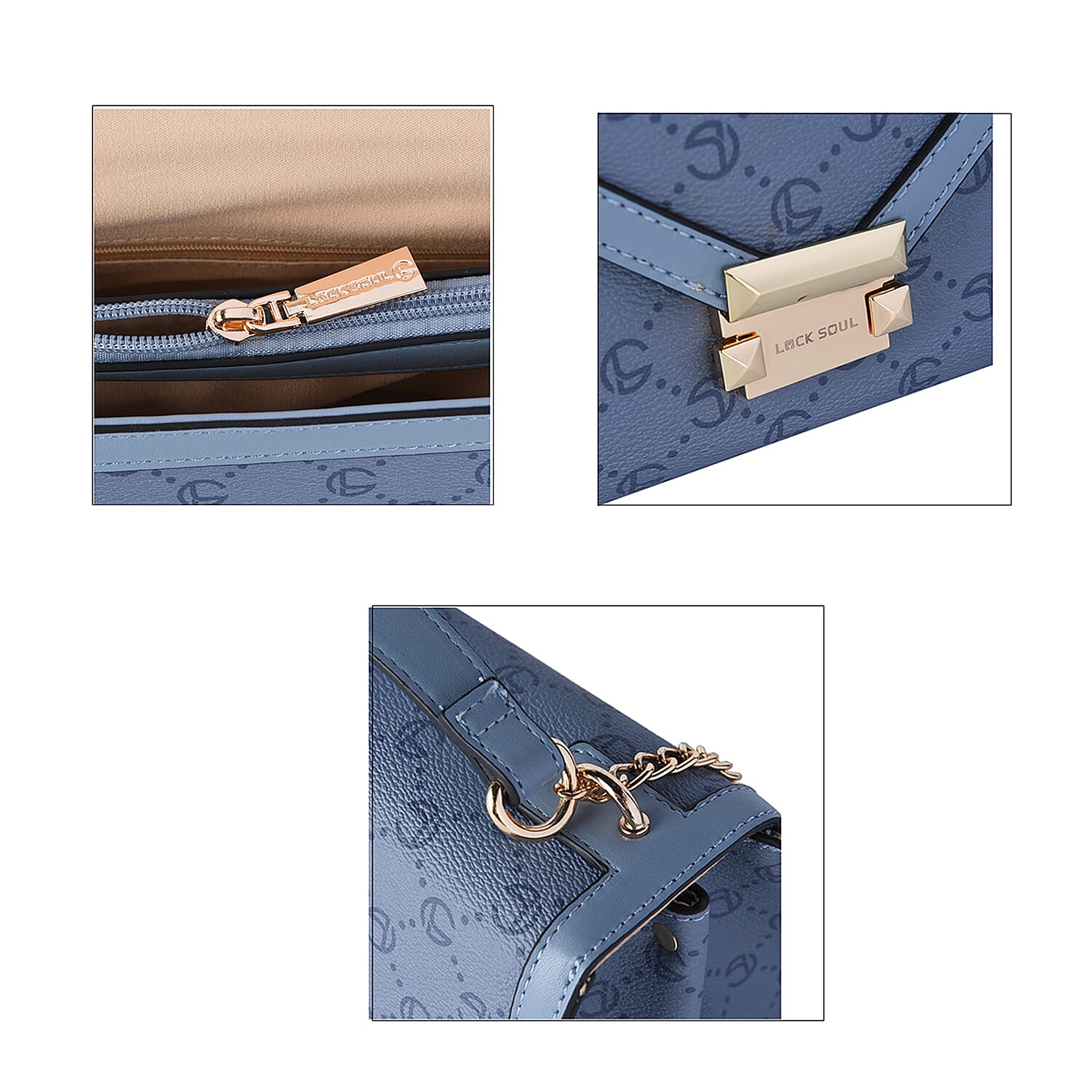 LOCK SOUL Crossbody Bag with Metallic Lock (Size 26x19x11Cm)