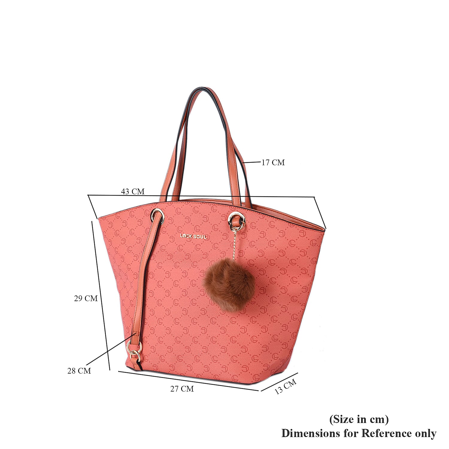 LOCK SOUL Tote Bag with Handle Strap (Size 27x13x29Cm) - Light Orange