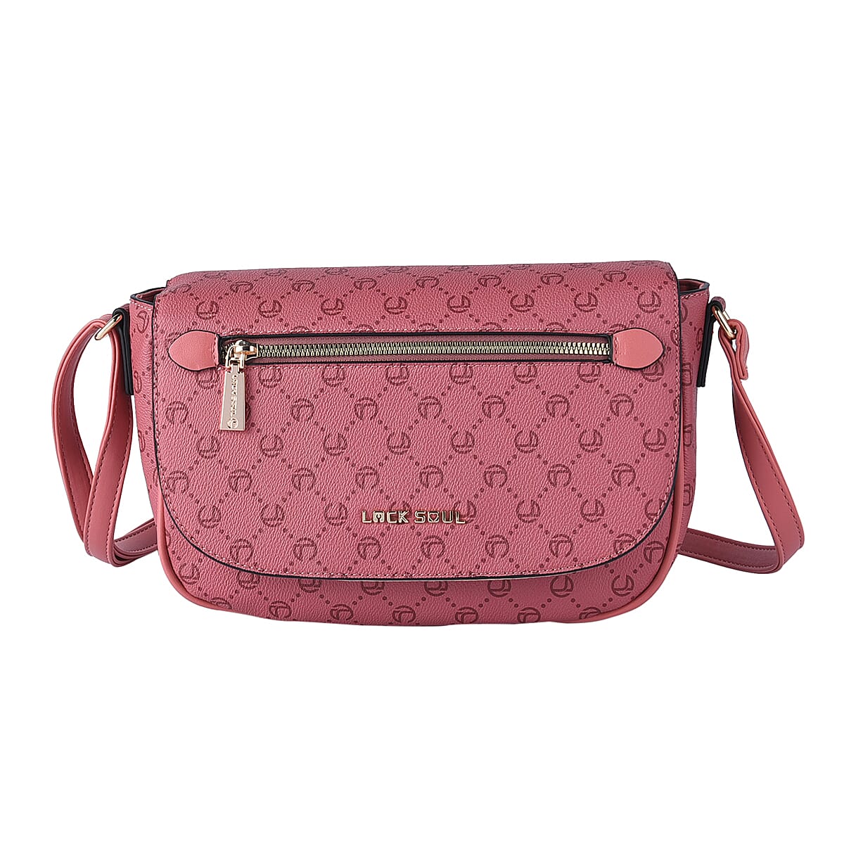 Lock Soul Faux Leather Crossbody Bag - Pink