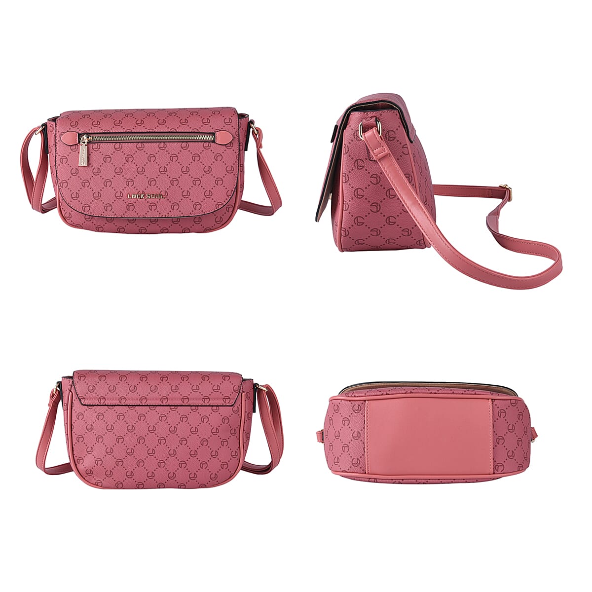 Lock Soul Faux Leather Crossbody Bag - Pink