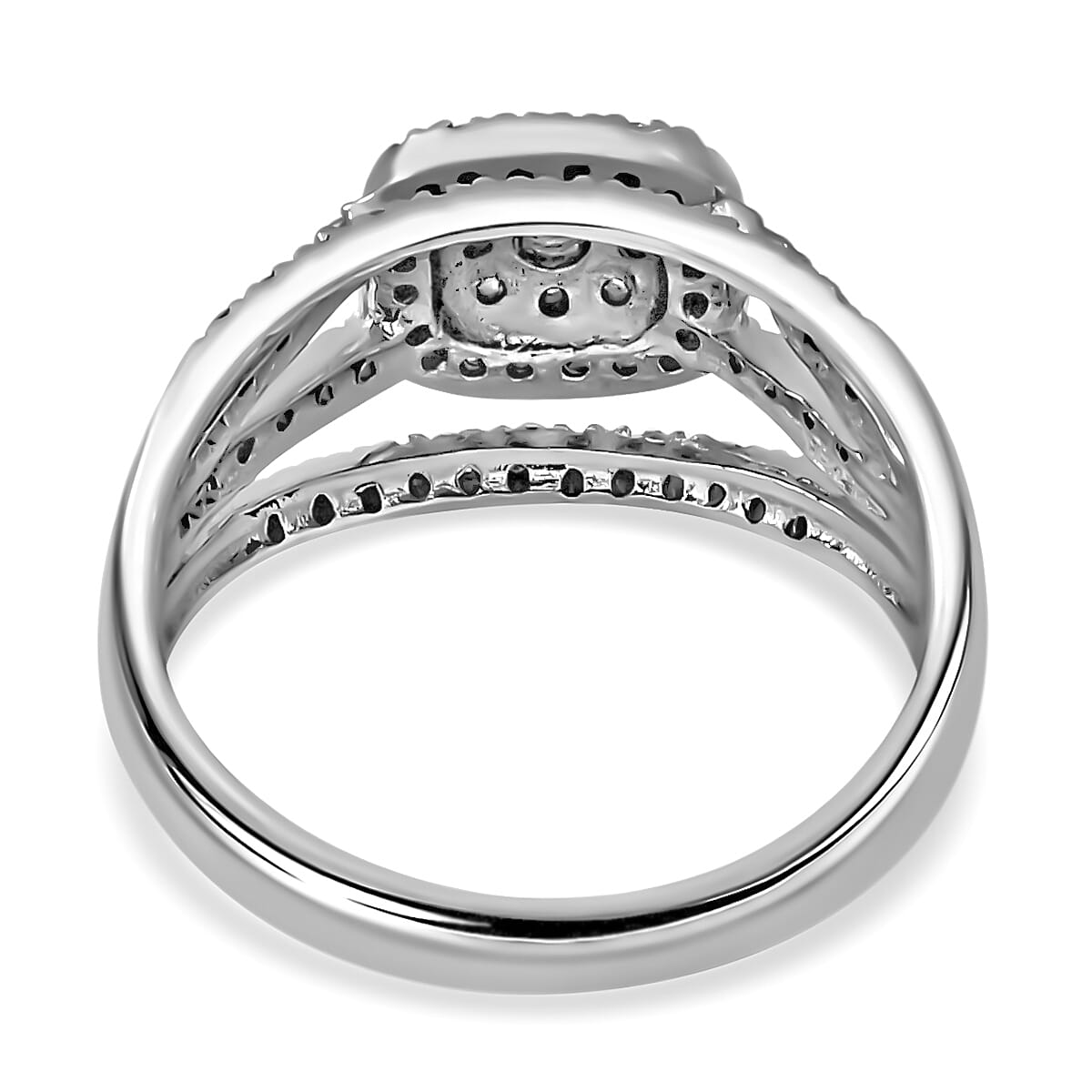 Moissanite Ring in Rhodium Overlay Sterling Silver