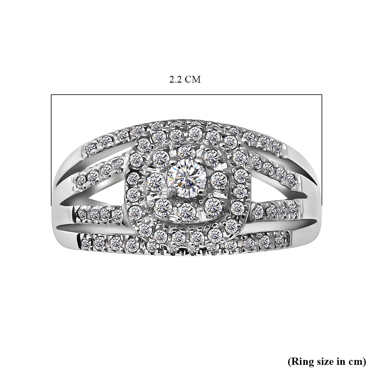 Moissanite Ring in Rhodium Overlay Sterling Silver