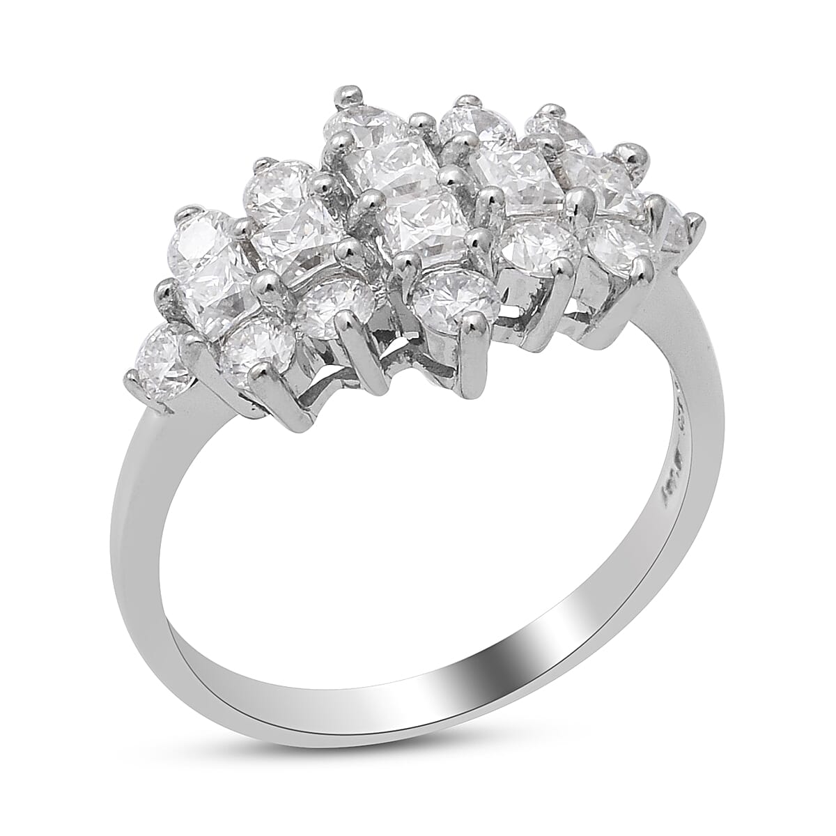 Moissanite Ring in Rhodium Overlay Sterling Silver