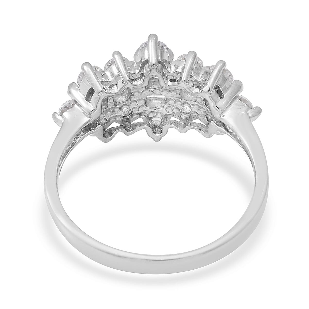 Moissanite Ring in Rhodium Overlay Sterling Silver