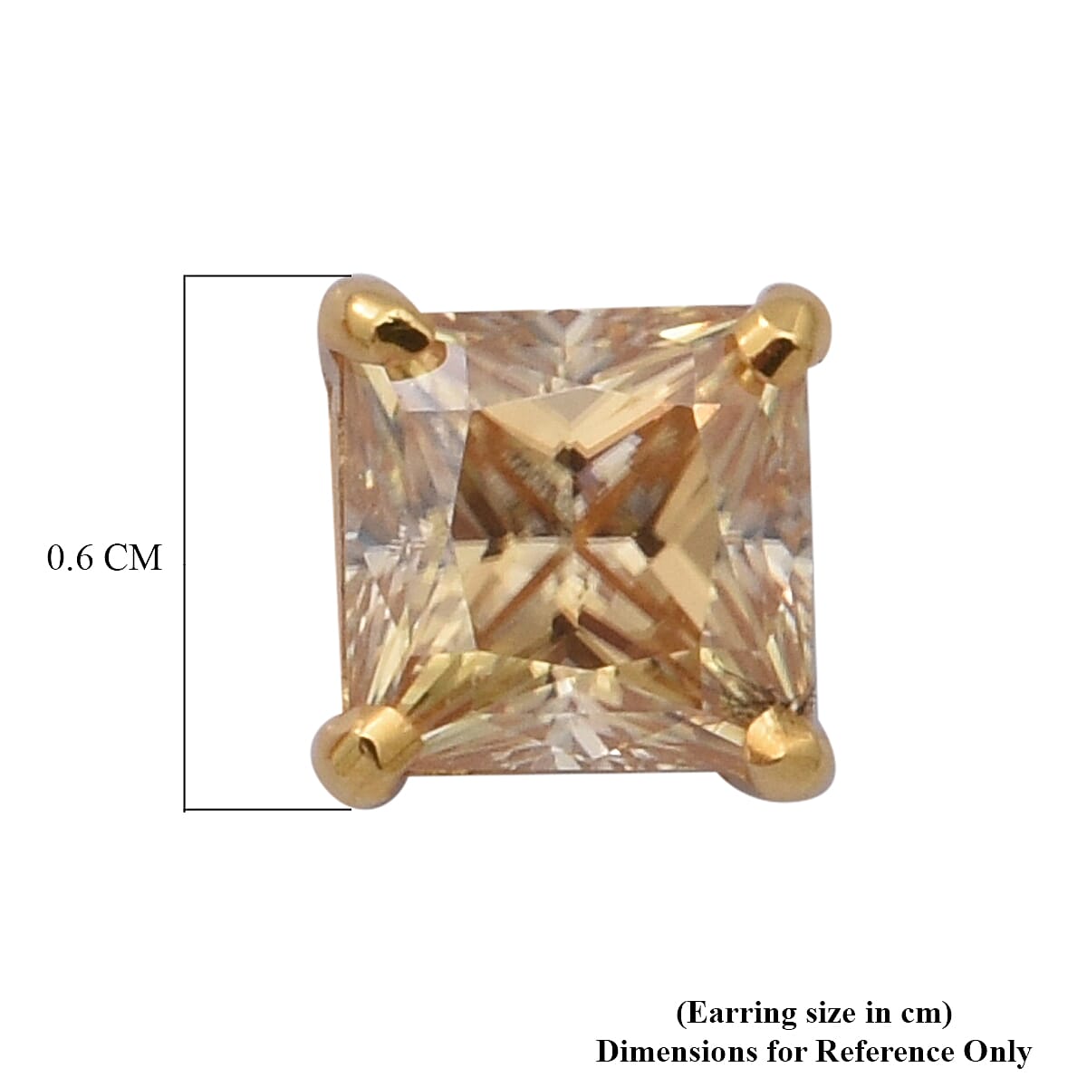 Yellow Moissanite Stud Earrings (with Push Back) in Yellow Gold Overlay Sterling Silver 1.480 Ct.