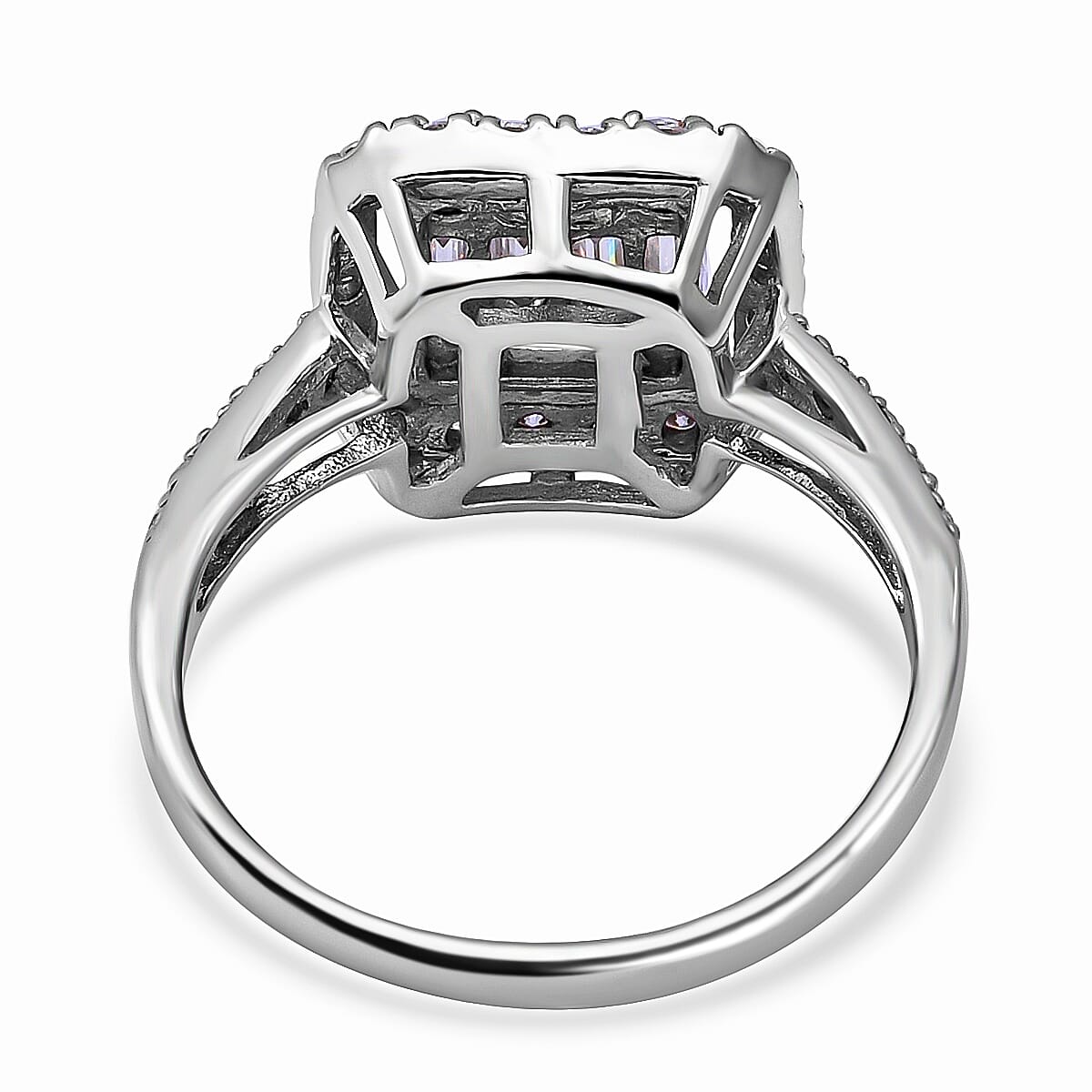 Moissanite Ring in Rhodium Overlay Sterling Silver 1.14 Ct.