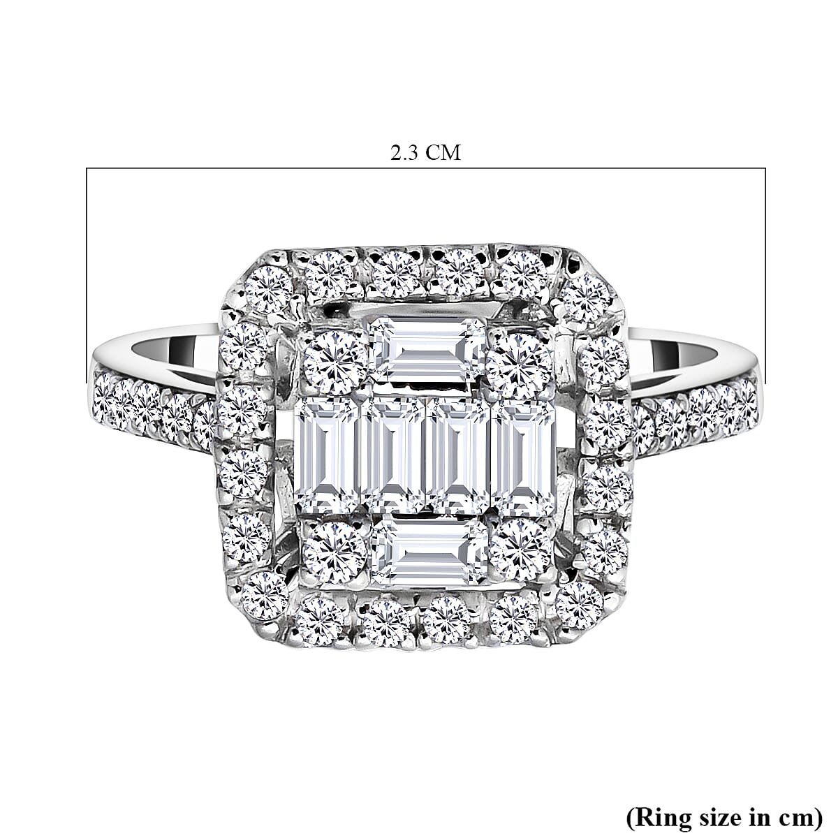 Moissanite Ring in Rhodium Overlay Sterling Silver 1.14 Ct.