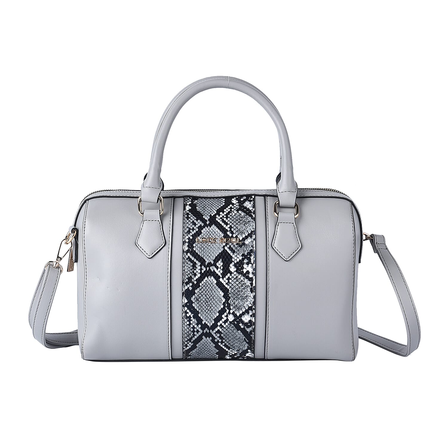 LOCK SOUL Snake Pattern Convertible Bag with Shoulder Strap (Size 30x18x14Cm) - Grey