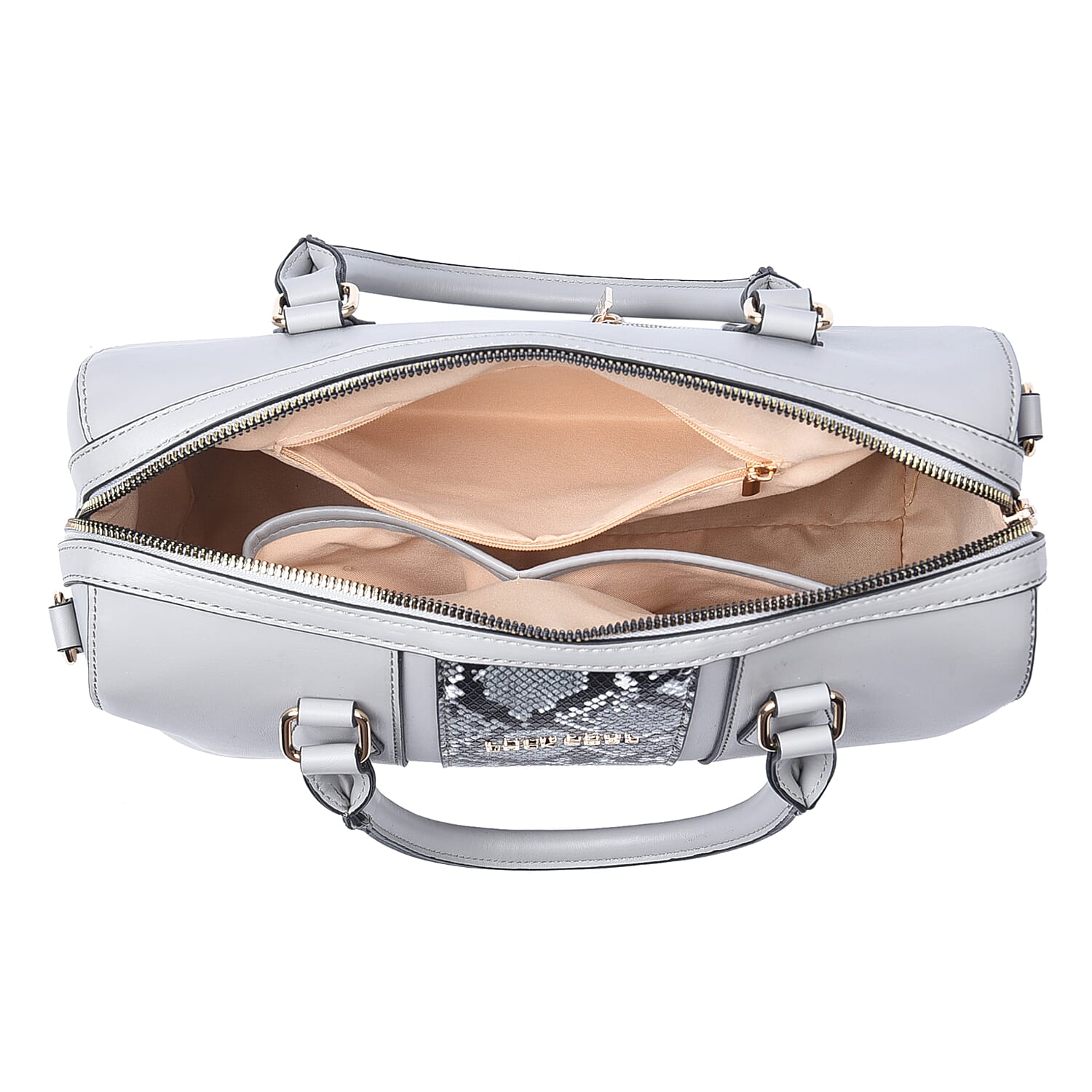 LOCK SOUL Snake Pattern Convertible Bag with Shoulder Strap (Size 30x18x14Cm) - Grey