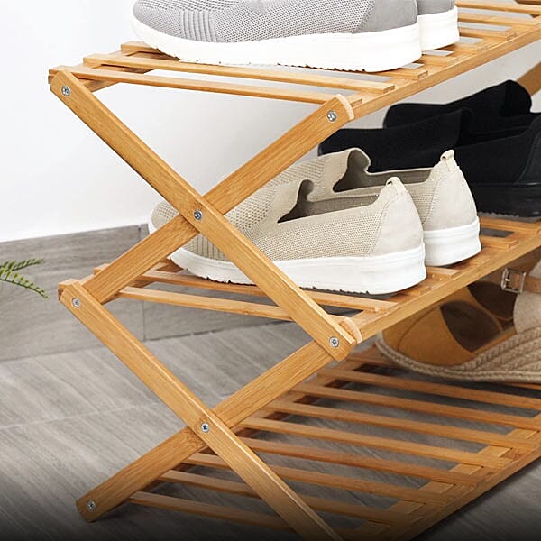 Foldable 3 Tier Bamboo Shoes Rack (Size 146x70Cm)