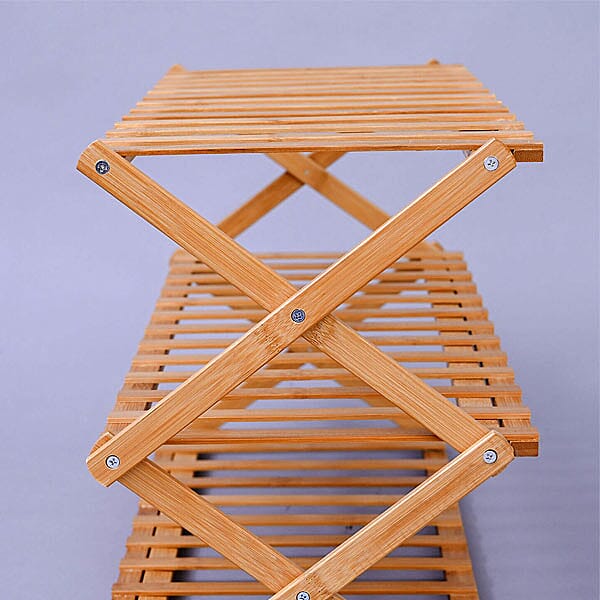 Foldable 3 Tier Bamboo Shoes Rack (Size 146x70Cm)