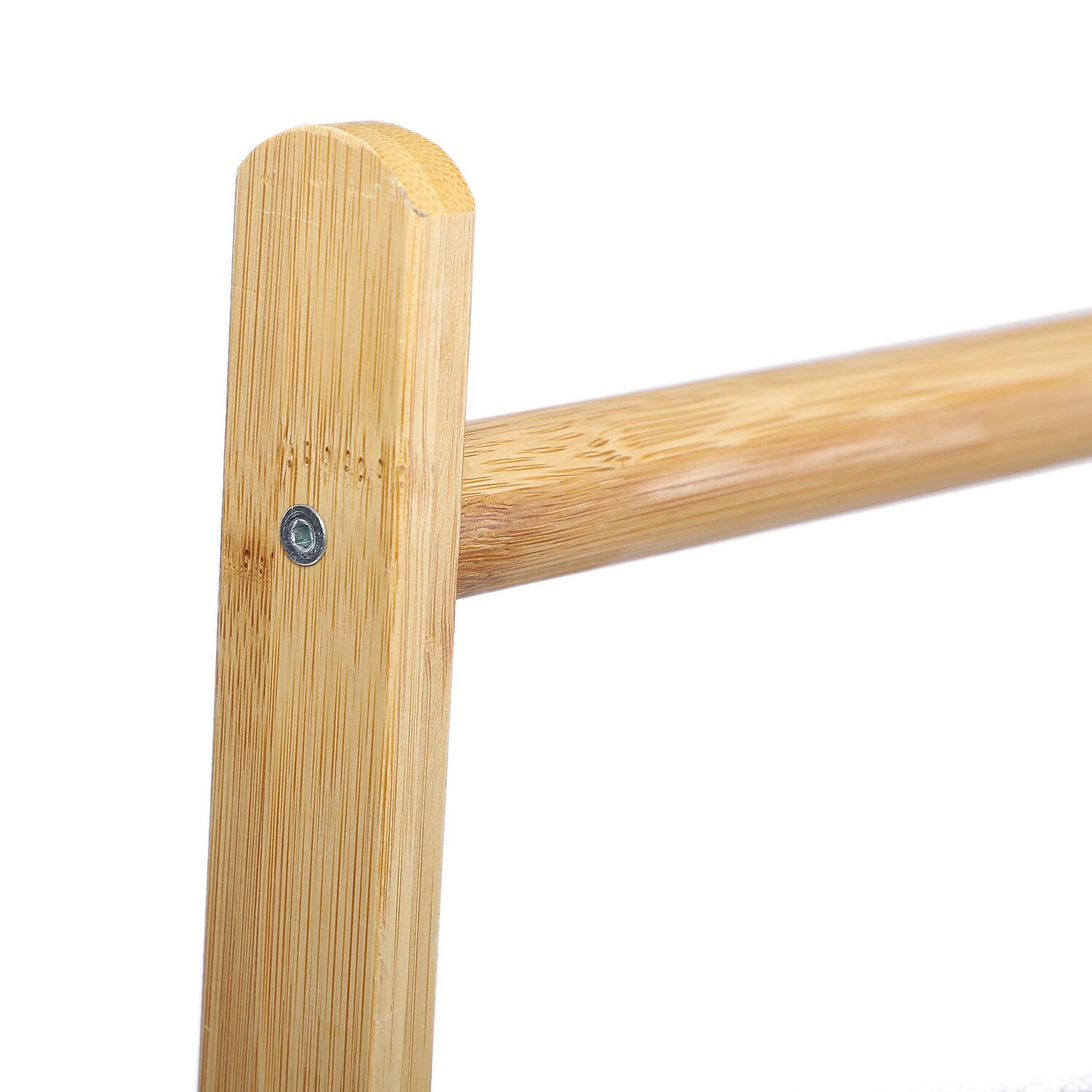 Horizontal Bar Pattern Eye Pleasing Natural Bamboo Clothes Rack with 4 Scroll Wheels (Size:100x152Cm)