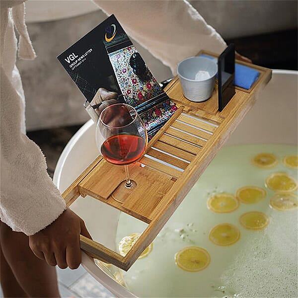 Bamboo Bath Caddy Bridge Extendable Tray (Size:71x22x4Cm)