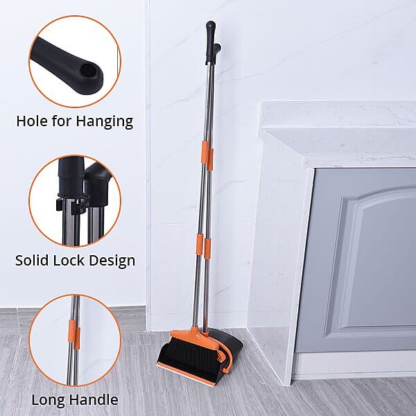 One Time Deal-Broom & DustPan Set With Brush Cleaning Comb (Size 26x25.5x83Cm)