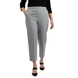Emma Half Elasticated Comfortable Summer Trousers in Grey (Size 10) Inside Leg - 25in