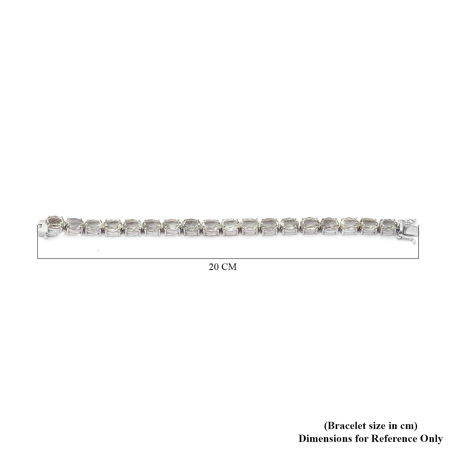 Prasiolite Tennis Bracelet (Size 7.5) in Rhodium Overlay Sterling Silver 45.00 Ct, Silver Wt. 14.50 Gms