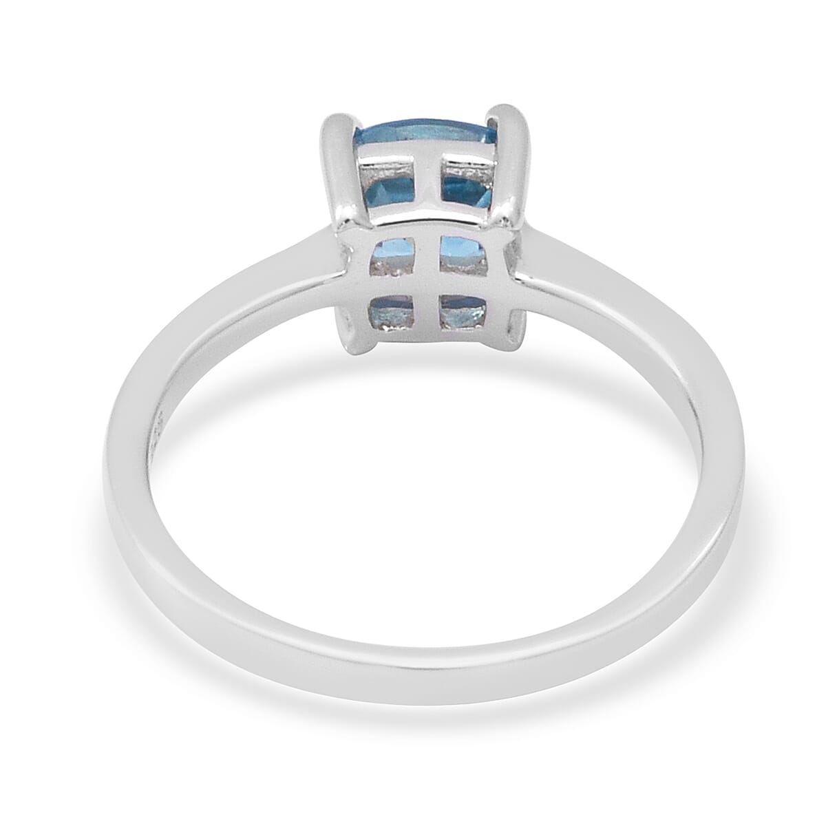 Close Out Deal- Ratanakiri Blue Zircon Solitaire Ring in Rhodium Overlay Sterling Silver 1.70 Ct.