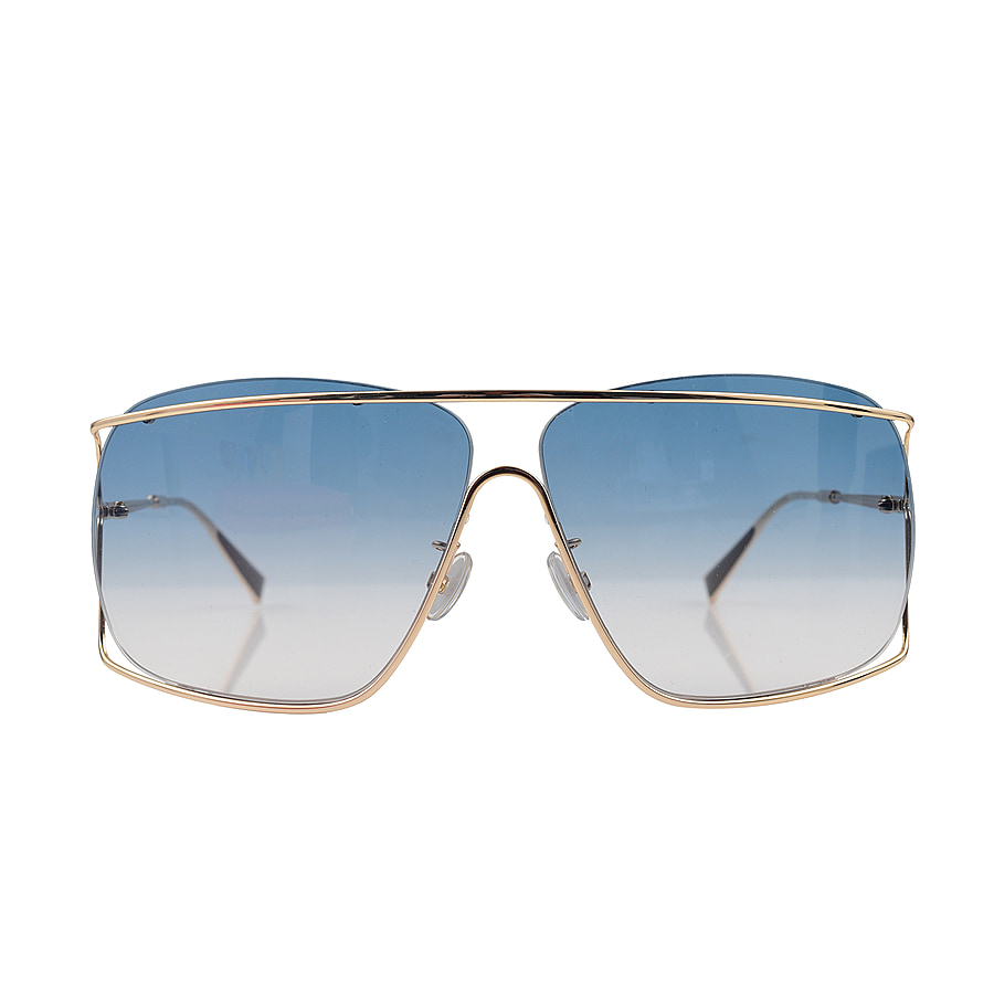 MAX MARA Unisex Gold Metal Shield Sunglasses with Blue Lenses