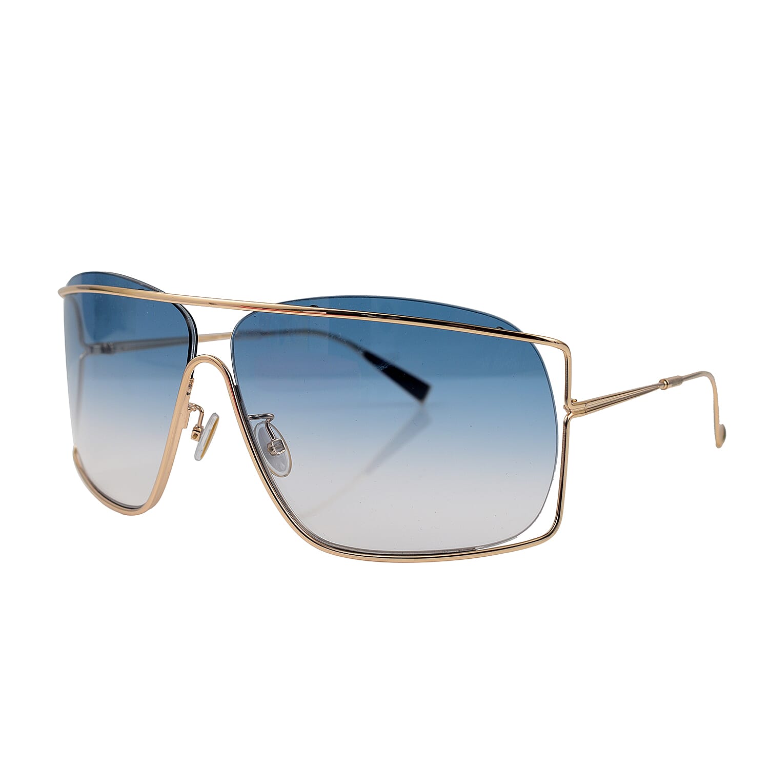 MAX MARA Unisex Gold Metal Shield Sunglasses with Blue Lenses