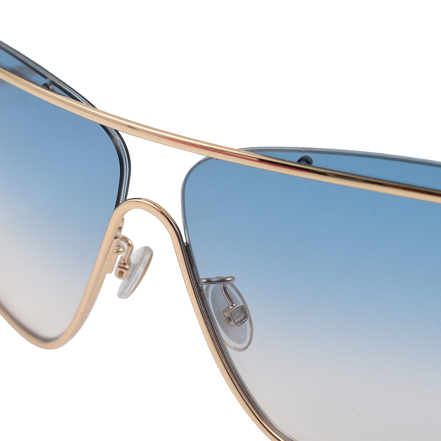 MAX MARA Unisex Gold Metal Shield Sunglasses with Blue Lenses